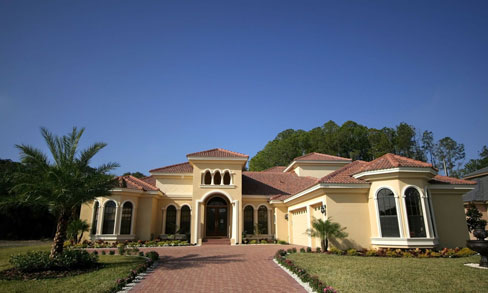 yellow house with white trim